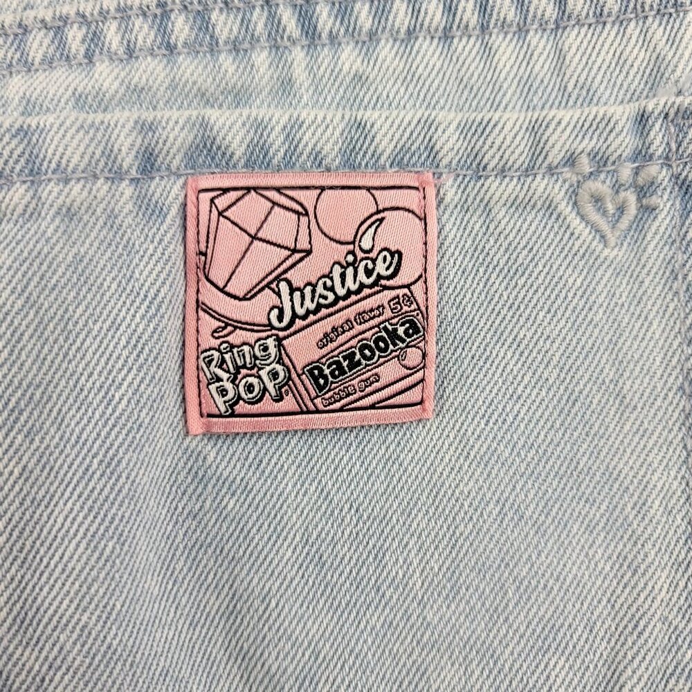 Justice Girls Bazooka Ring Pop Graphic Baggy Jeans Holographic Belt Size 10 NEW - Picture 5 of 9